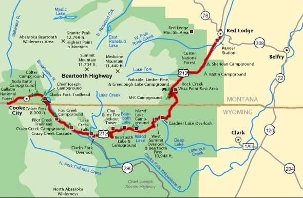 Beartooth Highway - Map
