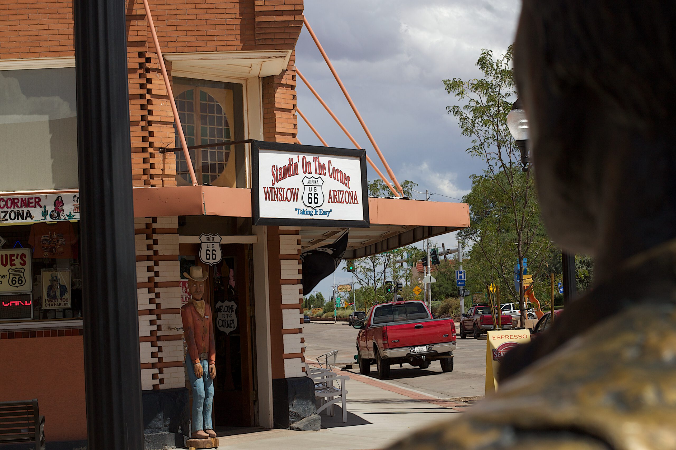 Standing on a corner in Winslow, Arizona